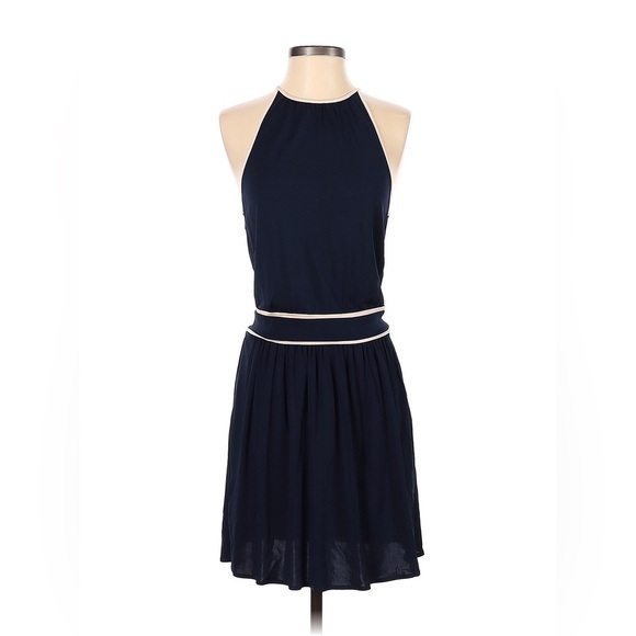 $228‼️Juicy Couture La Brea Halter Vicose Mini Dress Navy Gold Embossed Logo XS - Picture 3 of 11